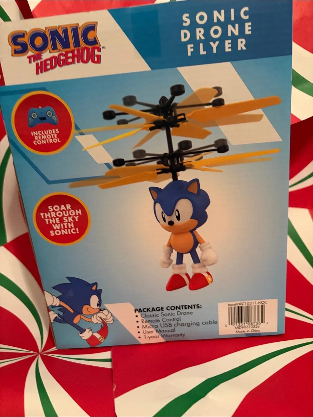 Sonic the Hedgehog Blue Drone Flyer with Remote